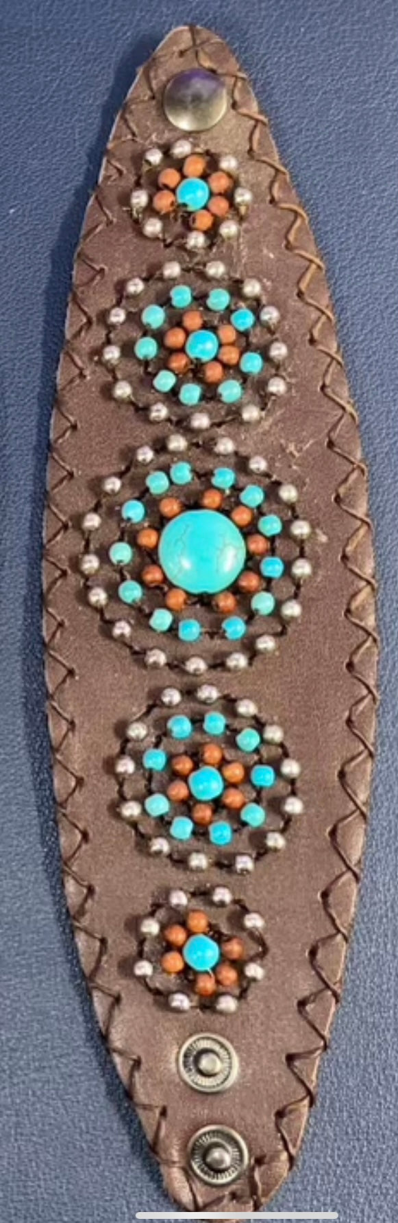 Thai Leather Beaded Cuff Bracelet