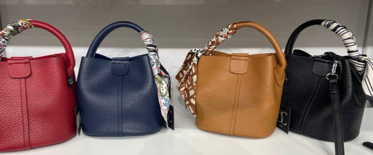 Tied Scarf Detail Bucket Handbag (Additional Colors Available)