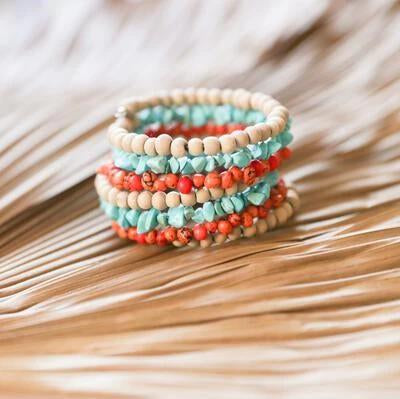 Bali Beaded Bracelet Coral/Turquoise