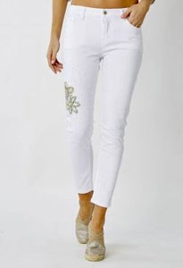 Beaded and Jewelled White Jean
