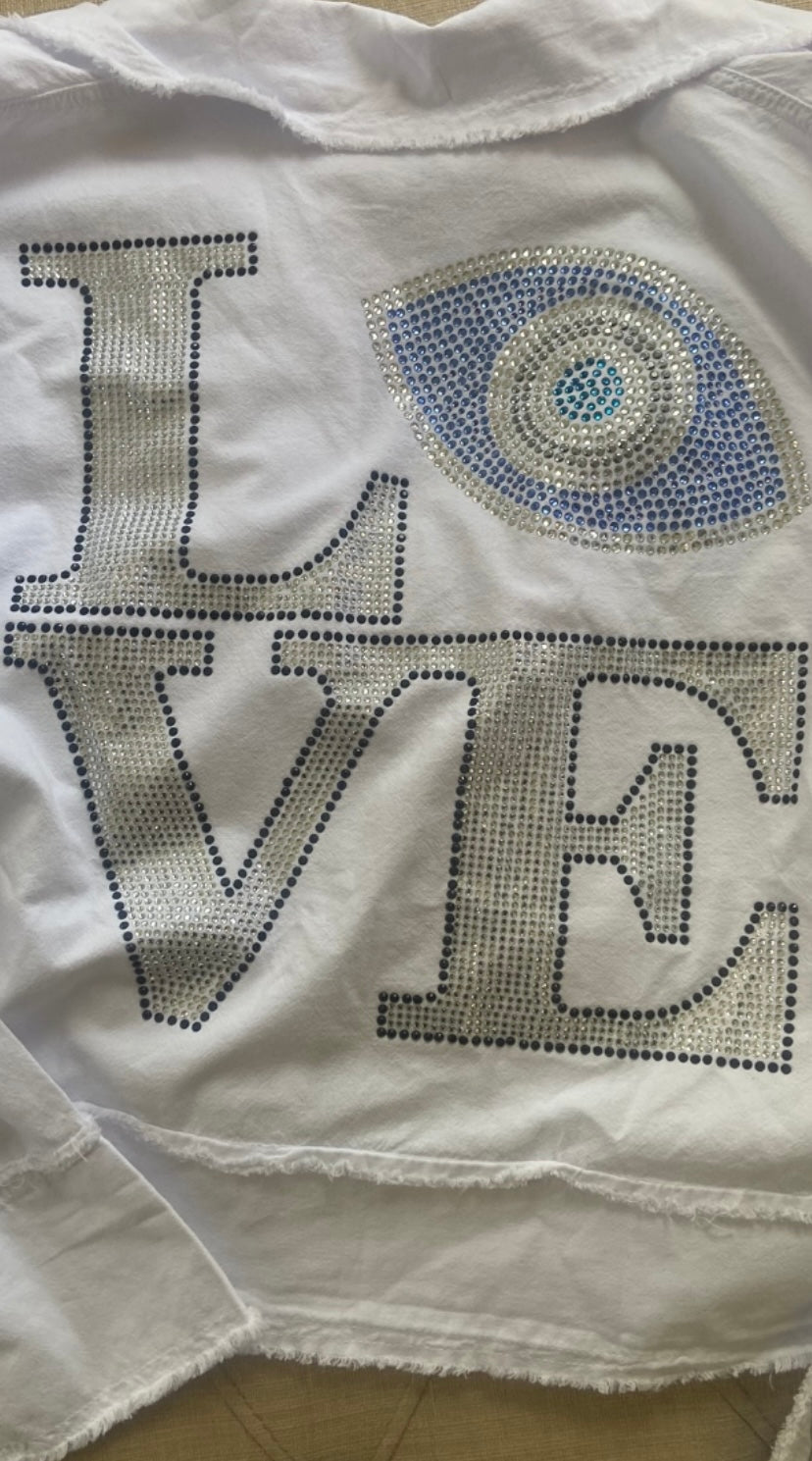 Jacket with Crystal Embellished Eye Design on Back (Additional Colors Available)
