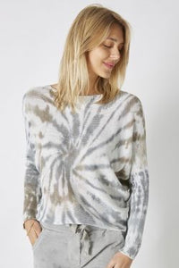 Shimmer Tie Dye Design Zip Sweater