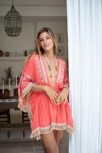 Embroidered and Fringed Bali Kimono (Additional Colors Available)