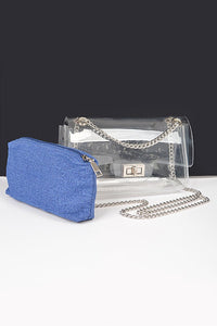 Clear Purse with Denim Pouch (Light & Dark Denim Options Available)
