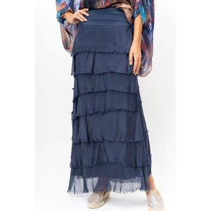 Silk Long Ruffle Skirt (Additional Colors Available)