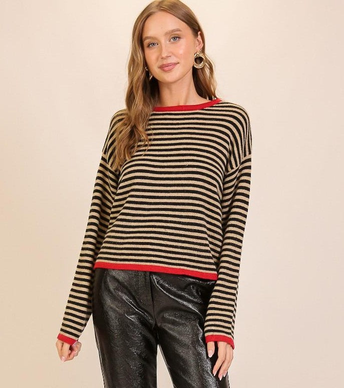 Edge Contrast Stripe Sweater