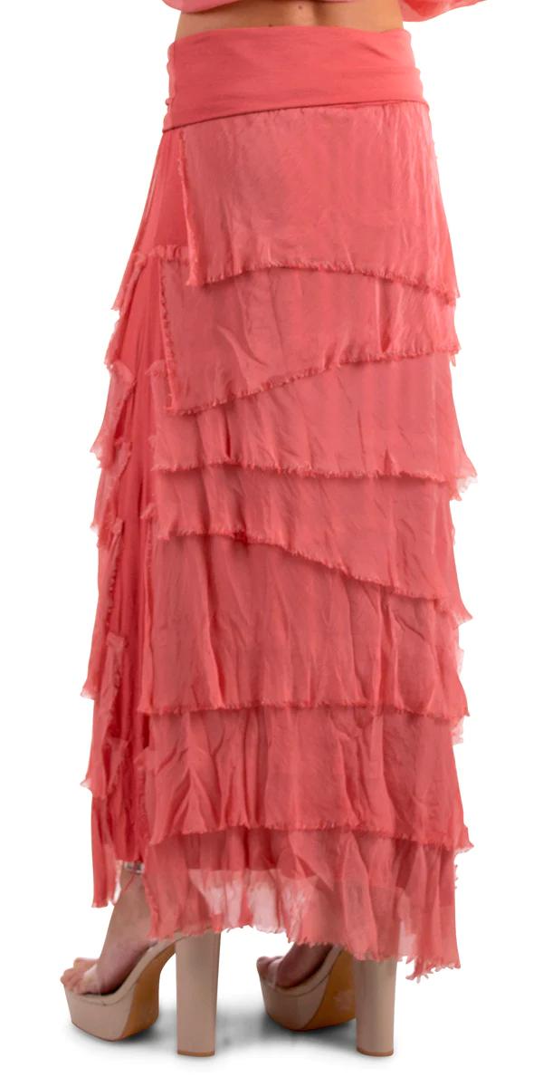 Silk Long Ruffle Skirt (Additional Colors Available)