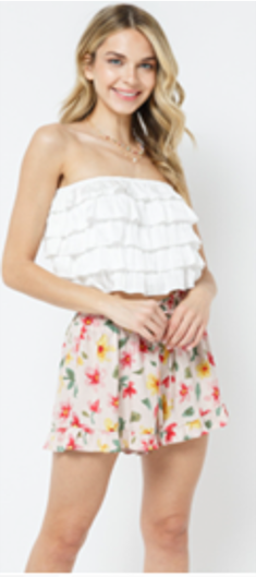 Strapless Ruffle Tube Top (Additional Colors Available)