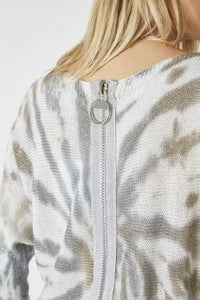 Shimmer Tie Dye Design Zip Sweater