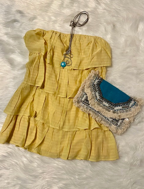 Yellow Tier Ruffle Dress