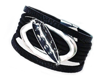 Oval Stone Black/Silver Bracelet