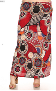 Plus Size Pattern Printed Maxi Skirt