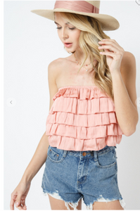 Strapless Ruffle Tube Top (Additional Colors Available)