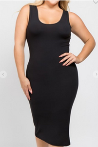 Plus Size Solid Ribbed Bodycon Dress