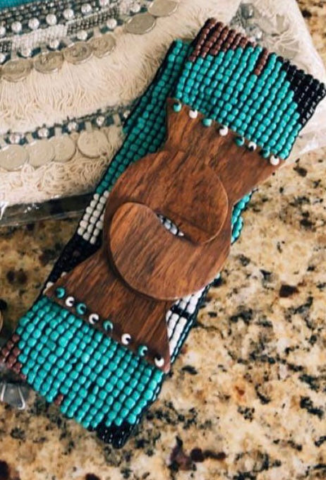 Aztec Turquoise with Brown Beaded Belt