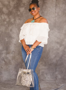 PVC Exterior Tote With A Faux Leather Crossbody Bag