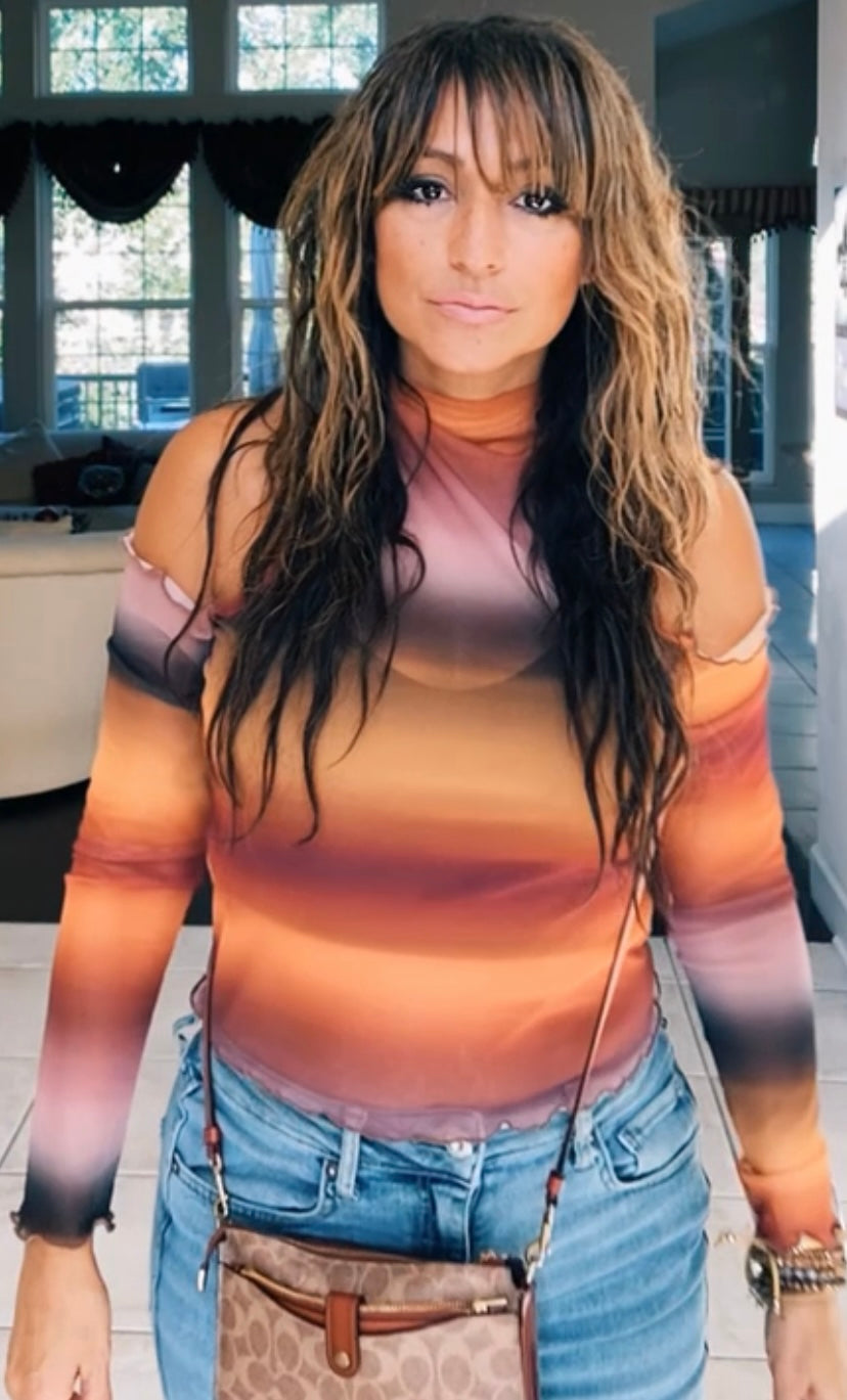 Cold Shoulder Sheer Crop Top